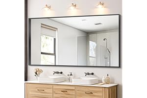 DESBING 72 x 36 Inch Black Bathroom Vanity Mirror, Matte Black Wall Mirror with Metal Frame, Decorative Rectangular Vanity Mirror for Bathroom Living Room Entryway Home Decor (Horizontal/Vertical)