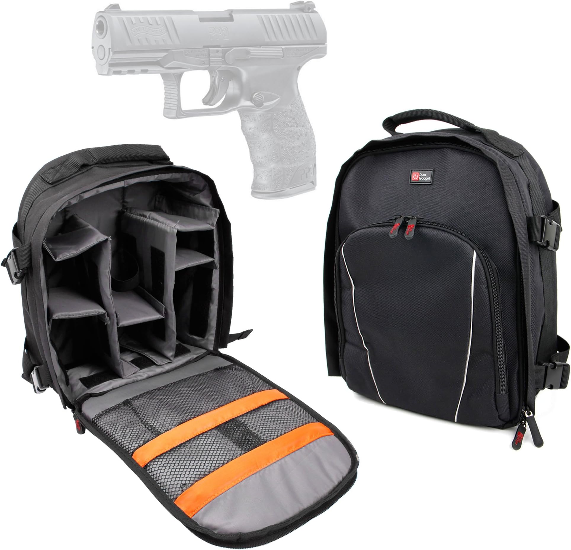 DURAGADGET Walther PPQ M2 Handgun Carry/Storage Bag - Premium Quality, Water-Resistant Backpack with Customizable Interior & Raincover for Walther PPQ M2 Pistol