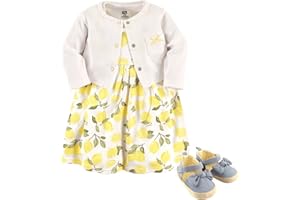 Hudson Baby baby-girls Cotton Dress, Cardigan and Shoe Set