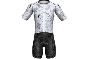 WIXEN SPORTS Wixen Men’s Aero Triathlon Suit – Quick Dry, Breathable Men Tri Suit with Rear Pockets Skinsuit for Swim Bike Run