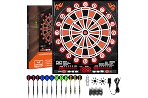 VONEZONE Electronic Dartboard, Electric Dart Boards for Adults,Electronic Scoreboard, Light-Up Led Display, 12 Darts Soft Tip