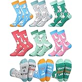 ShinyMatch 6 Pairs Fun Animal Socks Women Cute Novelty Crew Animal Lovers Socks for Birthday Spring Easter Gifts