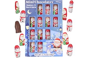SWEETZO Mini Chocolatey Santas and Snowmen, Individually Foil Wrapped Candies, Christmas Stocking Stuffer Treats, 2.75 Ounces