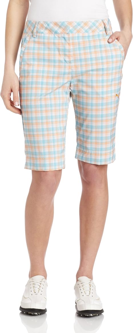 Amazon.com : Puma Golf NA Women's 2013 Plaid Tech Shorts, White/Orange/Capri, 8 : Clothing