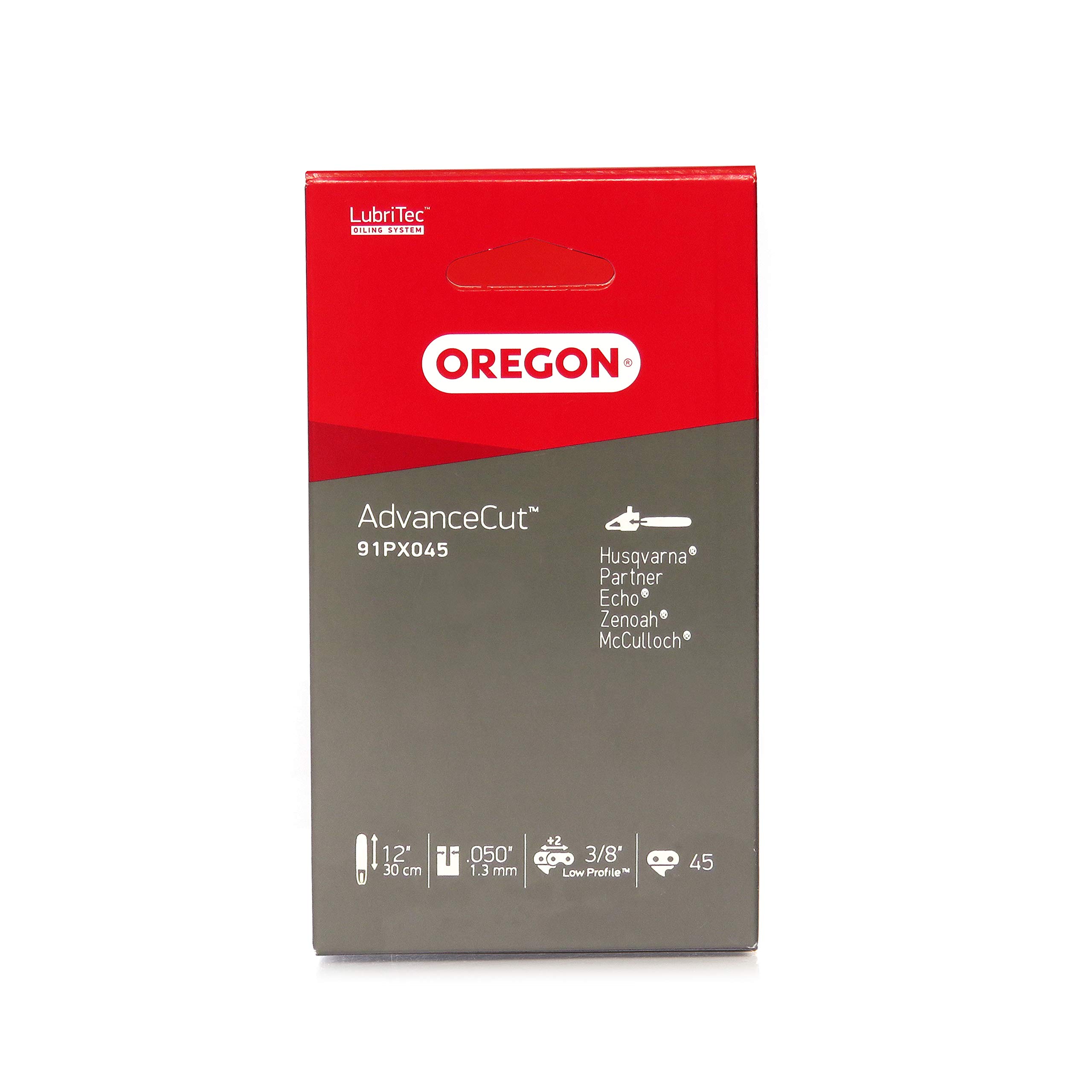 Oregon 91PX045E AdvanceCut Chainsaw Chain for 12-Inch (30 cm) Bar -45 Drive Links – Low-Kickback Chain fits Dolmar, Echo, Bosch, Einhell and More