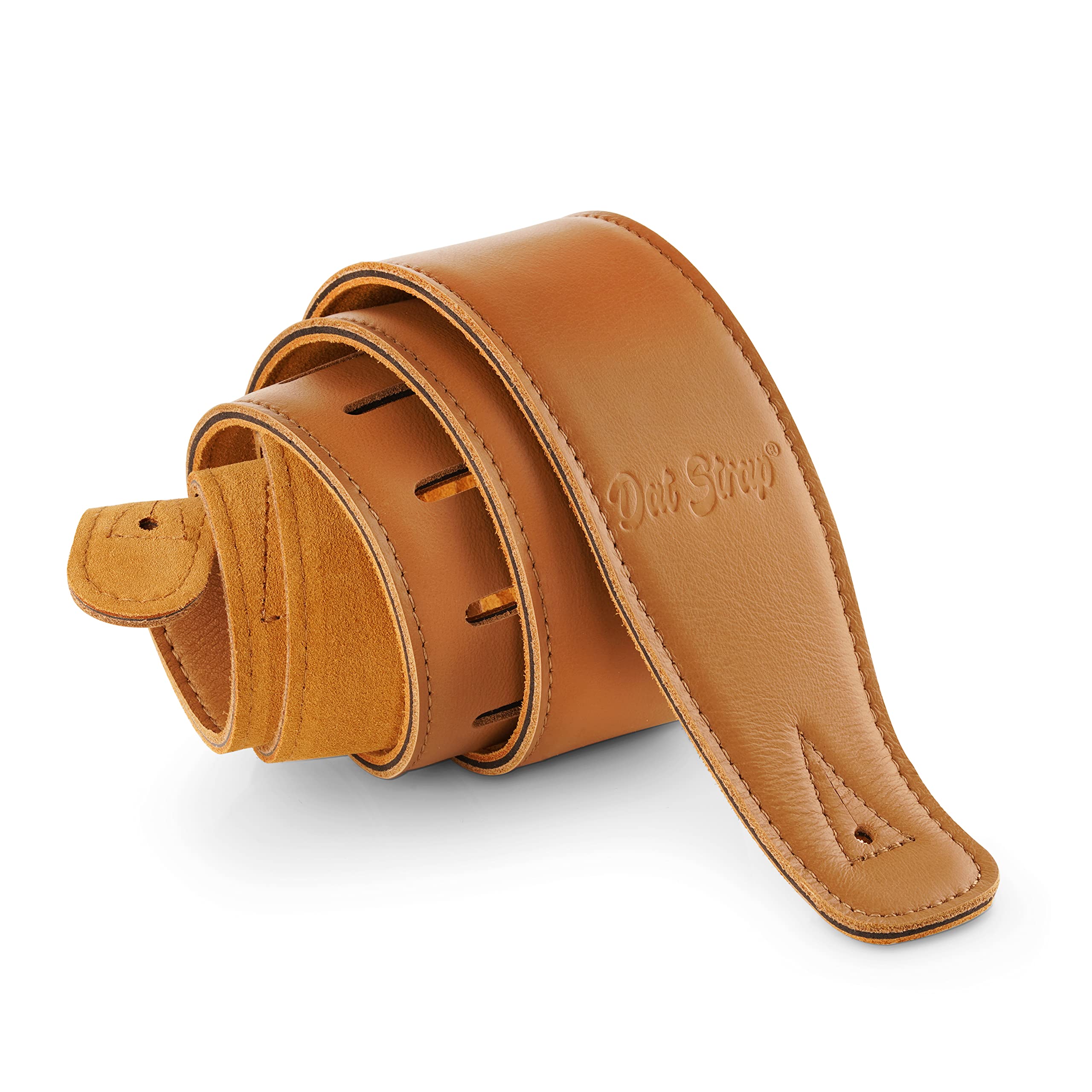 Dat Strap Light Brown Leather Guitar Strap 100% Handmade Adjustable Real Leather | Padded Layer for Comfort | Extra Long | for Electric, Acoustic, Bass and Classical Guitar