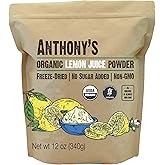 Anthony's Organic Lemon Juice Powder, 12 ounce, Freeze-Dried, Cold Pressed, No Sugar Added, Gluten Free, Non GMO