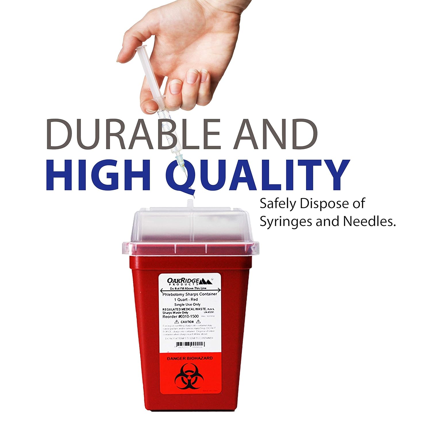 OakRidge Products 1 Quart Size (Pack of 3) Sharps Disposal Container - Approved for Home use: Industrial & Scientific