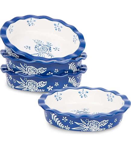 Vicrays - Lot De 6 Moules à Tarte En Céramique Bleu étoilé | Parfaits Pour Desserts Individuels