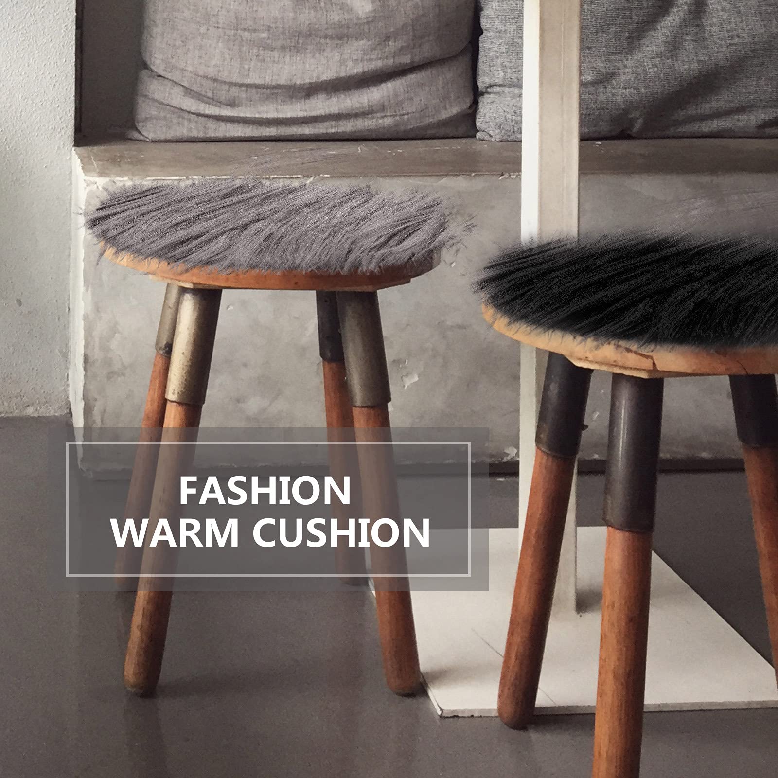 Tatuo 4 Pcs Faux Fur for Craft 10 x 10 Inch Fur Fabric Square Shaggy Fake Fox Patches Fabric Cuts Chair Cover Seat Cushion Pad for DIY(Khaki, White, Black, Gray,4 Pcs)