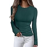 ANRABESS Women's Long Sleeve Slim Fit Crewneck Lightweight Sweaters 2025 Fall Winter Basic Fitted Rib Knit Pullover Tops