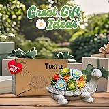 Goodeco Solar Turtle Garden Statue with LED Lights & Faux Succulents view 2