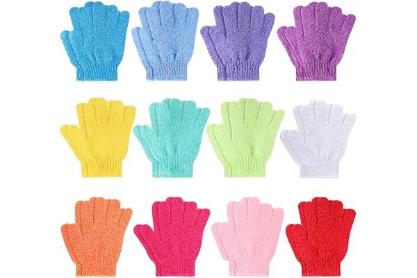 BTYMS 24 Pcs Shower Exfoliating Gloves Hand Exfoliating Glove Body Scrubber Loofah Washing Gloves for Shower, Spa, Massage an