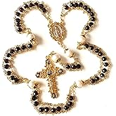 elegantmedical handmade Gold Ladder to Heaven Garnet Beads Catholic Rosary crucifix Necklace box