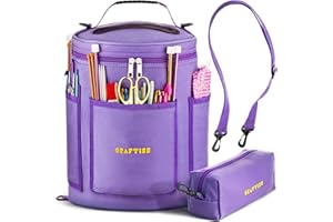 CRAFTISS Knitting Bag Yarn Storage - Christmas Gift - Puprle Durable Canvas Yarn Bag for Crochet Accessories - Yarn Organizer Crochet Bag with Knitting Accessories Case