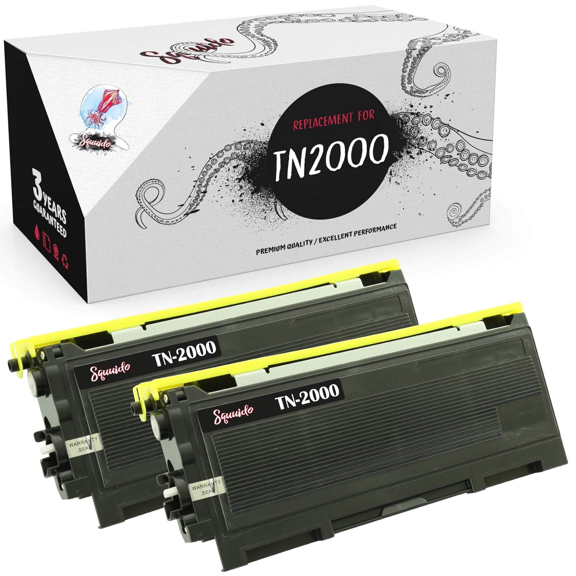 Squuido 2 toner cartridges TN2000 TN 2000 compatible with Brother HL-2040 HL-2030 MFC-7420 MFC-7820N MFC-7820 FAX-2820 DCP-7010 DCP-7025 MFC-7820N MFC-7225N MFC-7820 DCP-7010L | High Yield 2500 pages