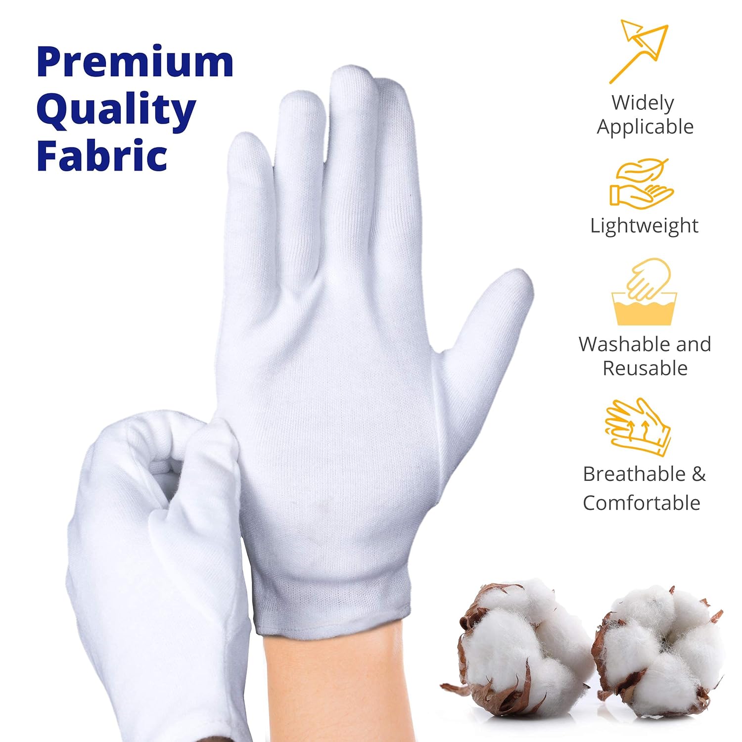 Charmics White Cotton Gloves for Dry Hands, Moisturizing Gloves Overnight, Large Eczema Gloves, SPA Gloves, Premium White Gloves Women and Men (5 Pairs) : Beauty