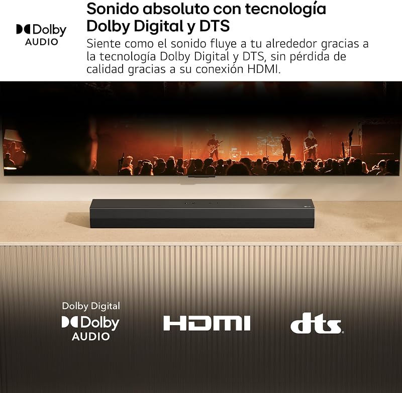 S20A - Barra de Som Inteligente, Bluetooth, 50W, 2.0 Canais, Compacto com Dual Woofer Integrado, Dolby Digital, DTS Digital Surround, Preto