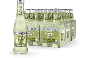Fever-Tree Ginger Beer - Premium Quality Mixer - Refreshing Beverage for Cocktails & Mocktails. Naturally Sourced Ingredients, No Artificial Sweeteners or Colors - 6.8 Fl Oz Bottles - Pack of 24