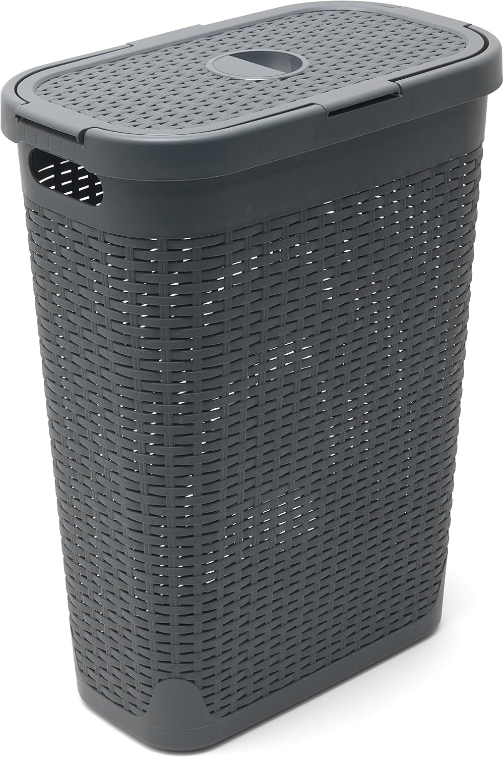 Addis Faux Rattan Slim Laundry Hamper Charcoal 40 Litre