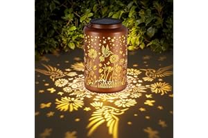 GOLFOEE Solar Lanterns Outdoor Waterproof Hummingbird Solar Lights Outdoor Waterproof for Garden, Backyard, Patio Decor, Birthday Gifts for Women Mom Grandma, Hanging Garden Lights for Outside