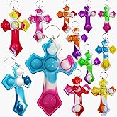 Roaqua 100 Packs Bulk Mini Pop Cross fidgets Bubble Keychain,For kids toys Classroom Students Gifts Teacher ,hoilday Party Favors,Christian Party Gifts