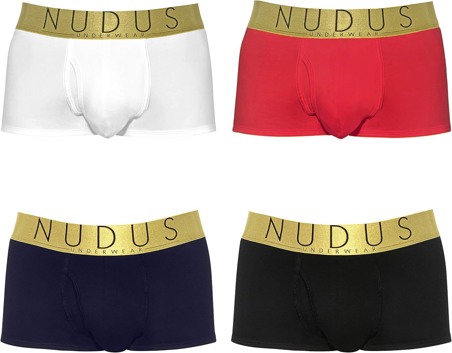 NUDUS Men's Cotton Underwear with Fly Pack of 4 Gift Box Trunks Full