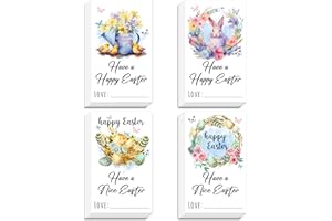 OXRUN Easter Gift Tags Stickers - 40 Happy Easter Gift Labels Stickers - Spring Bunny Egg Gift Tags Self-Adhesive Labels for Gifts Presents - A01