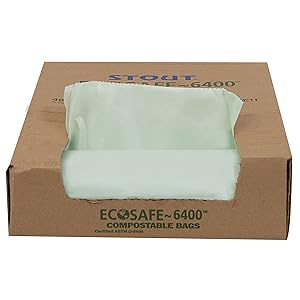 STOUT by Envision E3039E11 EcoSafe-6400 Compostable Bags, 30" x 39", 30 gal Capacity, 1.10 mil Thickness, Green (Pack of 48)