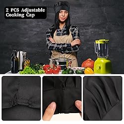 TIESOME 2PCS Chef Hat Adjustable Elastic Baker