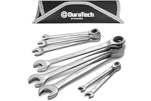 DURATECH Ratcheting Wrench Set, Combination Wrench Set, SAE, 8-piece, 5/16" to 3/4", CR-V Steel, with Pouch