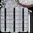 5000PCS Resin Rhinestones with Tweezers for Crafting, 2/3/4/5/6mm Flatback Jelly Rhinestones, 3 Box Transparent AB Non Hotfix Crystal Gems for DIY Crafts Mugs Tumblers Clothes Makeup Nail