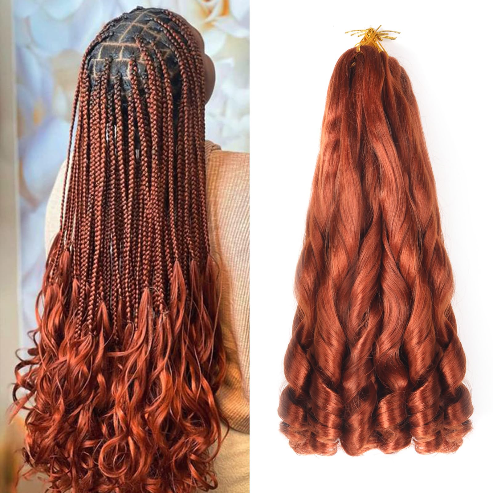8 Packs French Braiding Hair - Loose Wave Spiral Curly Crochet Braiding Hair for Black Women - Pre Stretched with Curly Ends (16 inch, 350#) — image 1
