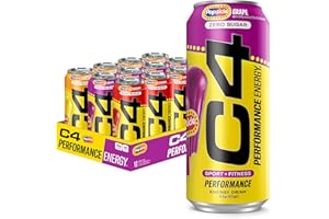 CELLUCOR C4 Energy Drink x Popsicle Variety Pack, Carbonated Sugar Free Pre Workout Performance Drink with no Artificial Colors or Dyes, 3 Flavors - Grape, Hawaiian Pineapple, and Cherry, 16 Oz, Pack of 12