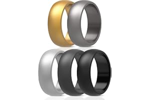 ThunderFit Silicone Wedding Rings for Men, Rubber Engagement Bands 8.7mm Wide 2mm Thick - 1/3/4/5/7 Variety Multipack