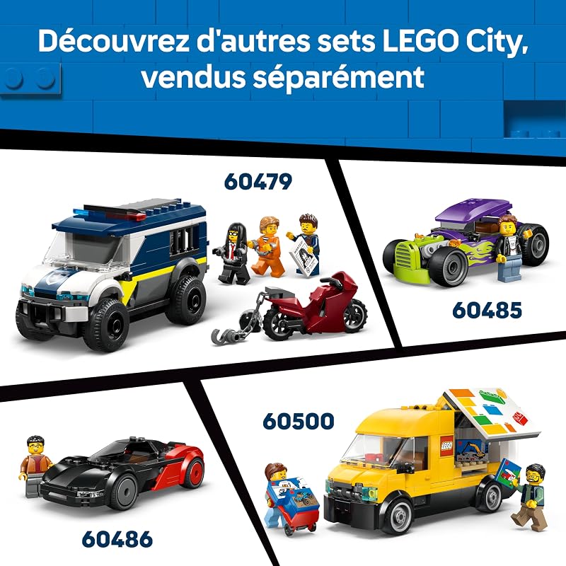 City Le Food-Truck de Frites - Maquette de Camion avec Kiosque Amovible, 2 Minifigurines & Accessoires de Nourriture - Idée de Cadeau d'anniversaire pour Garçon dès 5 Ans 60488 — photo 7 sur 8
