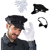 Tigerdoe Chauffeur Costume - Limo Driver Costume - Black Chauffeur Hat, Gloves & Bow Tie - (3 Piece Set)