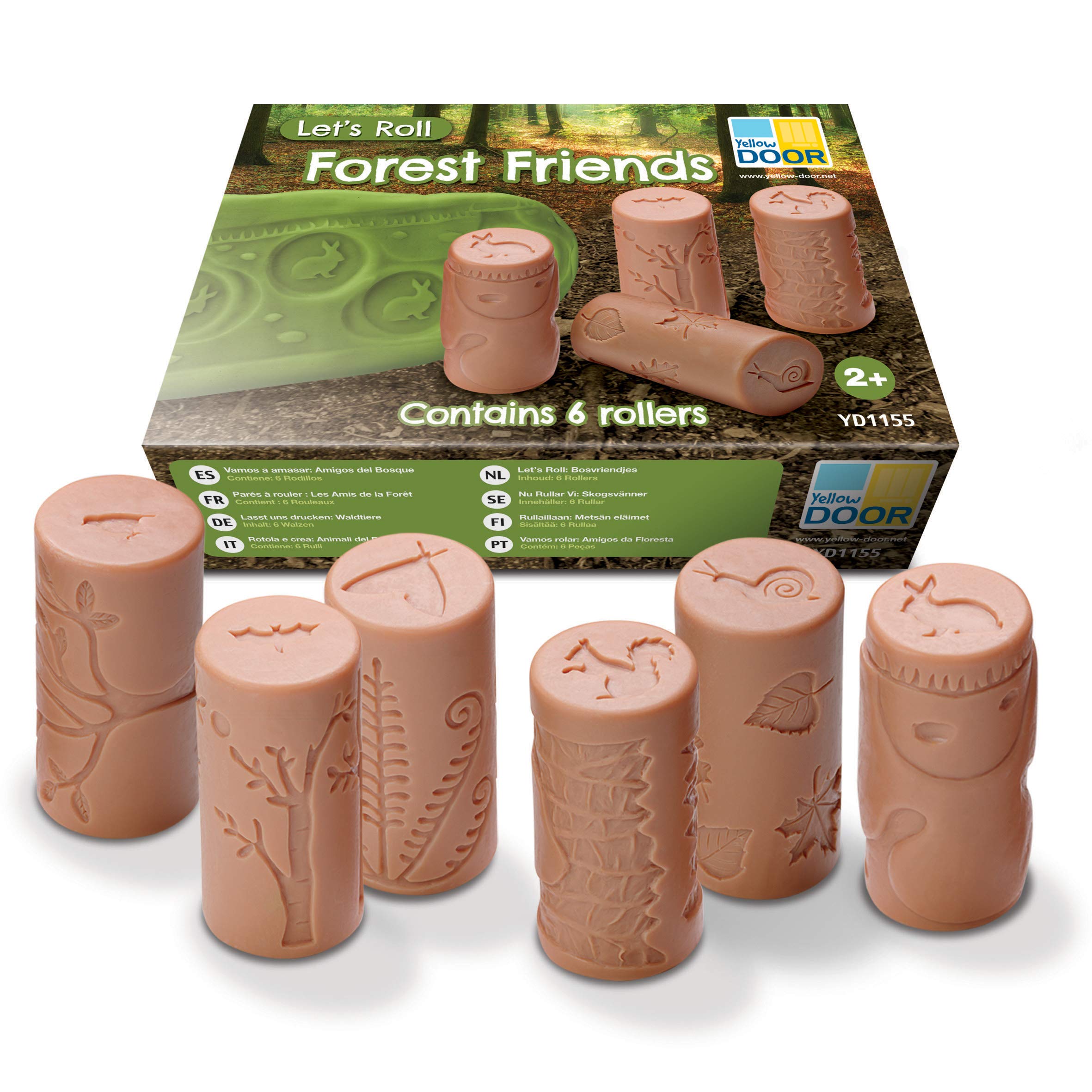 Yellow Door Let’s Roll Forest Friends | Set of Six Woodland Animal Playdough Rollers | Early Educational Toy for kids age 2 3 4 5 | Fine Motor Skills | Stamp and Roll in dough | Durable Outdoor Toys