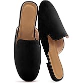 Ecetana Mules for Women Flats Shoes: Comfortable Slip On Casual Work Slides Round Toe Backless Loafers