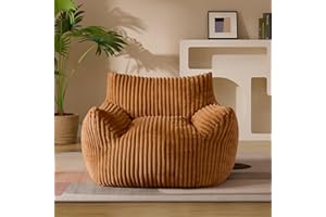 GERICCO Giant Plush Bean Bag Chair for Adults with Armrests - Oversized Comfy Orange Beanbag Lounge Lazy Floor Sofa Chair for Living Room, Bedroom & Dorm, Cozy Fluffy Single Cloud Mini Couch