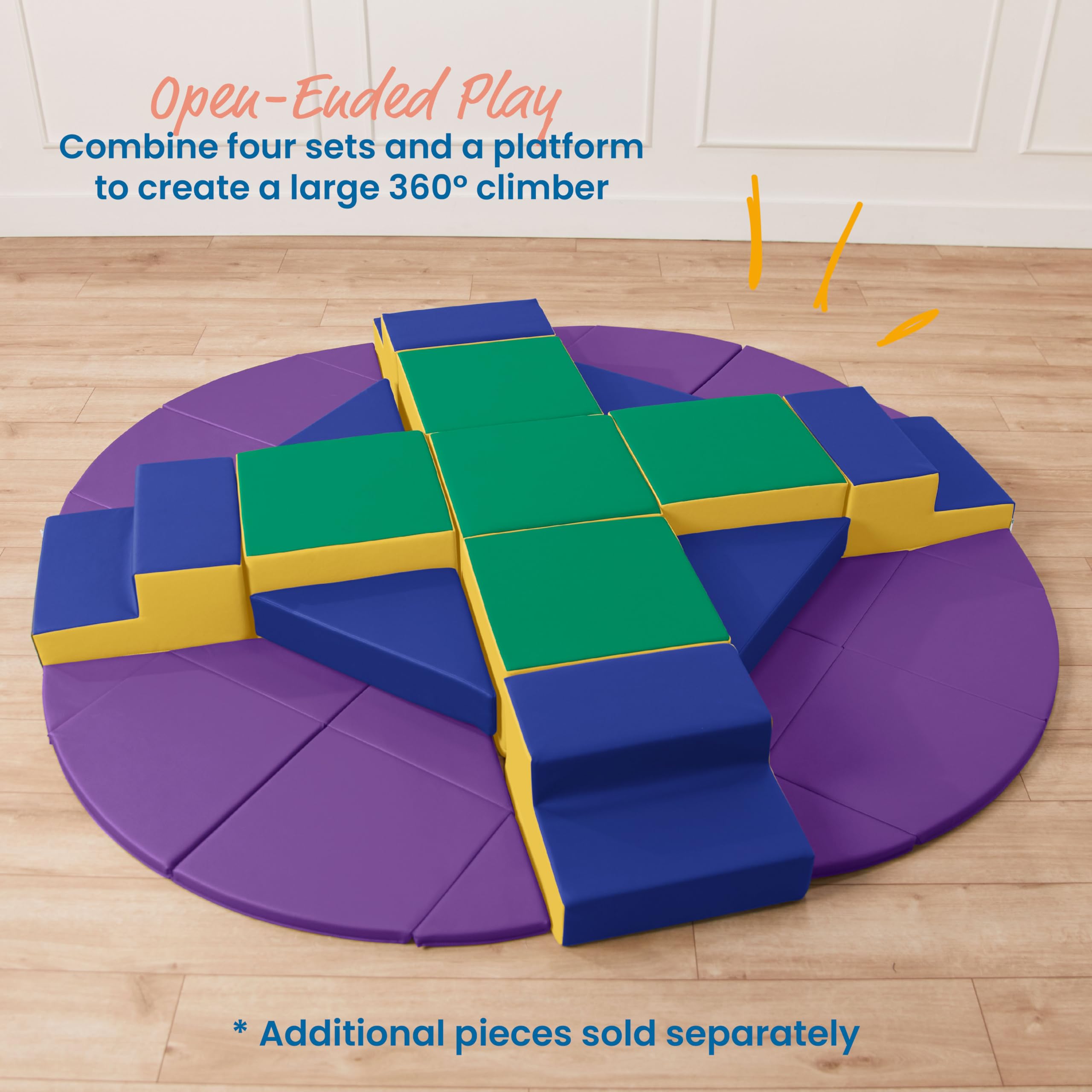 ECR4Kids SoftZone Junior Adventurer's Summit Step, Corner Climber, Assorted, 4-Piece