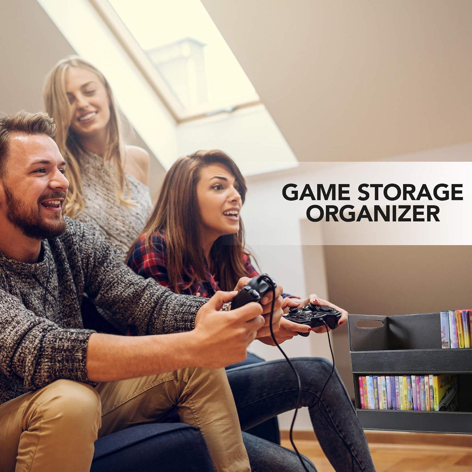 Stock Your Home DVD Storage Box with Powerful Magnetic Opening - DVD Tray Holds 28 DVD BluRay PS4 Video Games for Media Shelf Storage & Organization: Electronics