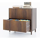 VINGLI 2 Drawer File Cabinet, Home Office Filing Organizer, for Letter Legal A4 Size File Folder Storage, Modern Style Fluted Design, Wood Lateral Filing Cabinet, Printer Stand, Dark Walnut