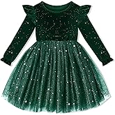 DeeFant Toddler Christmas Dress Girls Long Sleeve Little Girl Dresses Velvet Sequin Tutu Holiday Party Fall Winter 18M-6Y