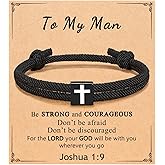 MLLISDGGET Adjustable Stainless Steel Cross Bracelet, Engravable Men's Jewelry with Leather Accents, Durable Hypoallergenic Gifts for Him, Symbolic Personalized Accessory.