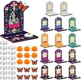 Mifoci 15 Set Dia De Los Muertos Altar Photo Frame Kits, 8 Styles | Fits 2.4''x2.6'' Photos,Reuse,Day of The Dead Ofrenda Decorations, Candles, Marigold Flowers, for Remembrance Memory Table