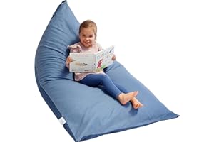 HUDDLE SUPPLY CO Huddle Original Stuffed Animal Bean Bag Storage Extra Large Designer Beanbag Chairs for Kids Teens & Adults | Instant Clutter Clear for Stylish Moms - Stuffed Animal Storage Bean Bag Chair Blue Denim