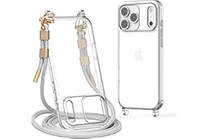 Lawonda for iPhone 17 Pro Max Case with Strap, Clear Shockproof Crossbody Phone Cover w/Removable Anti-Theft Adjustable Lanyard for Women, Travel, Shopping, Hiking (6.9", Grey)