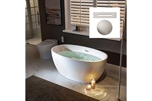 WOODBRIDGE 55" Acrylic Freestanding Bathtub Contemporary Soaking White Tub with Brushed Nickel Overflow and Drain,BTA1418 -B/N-Drain &O