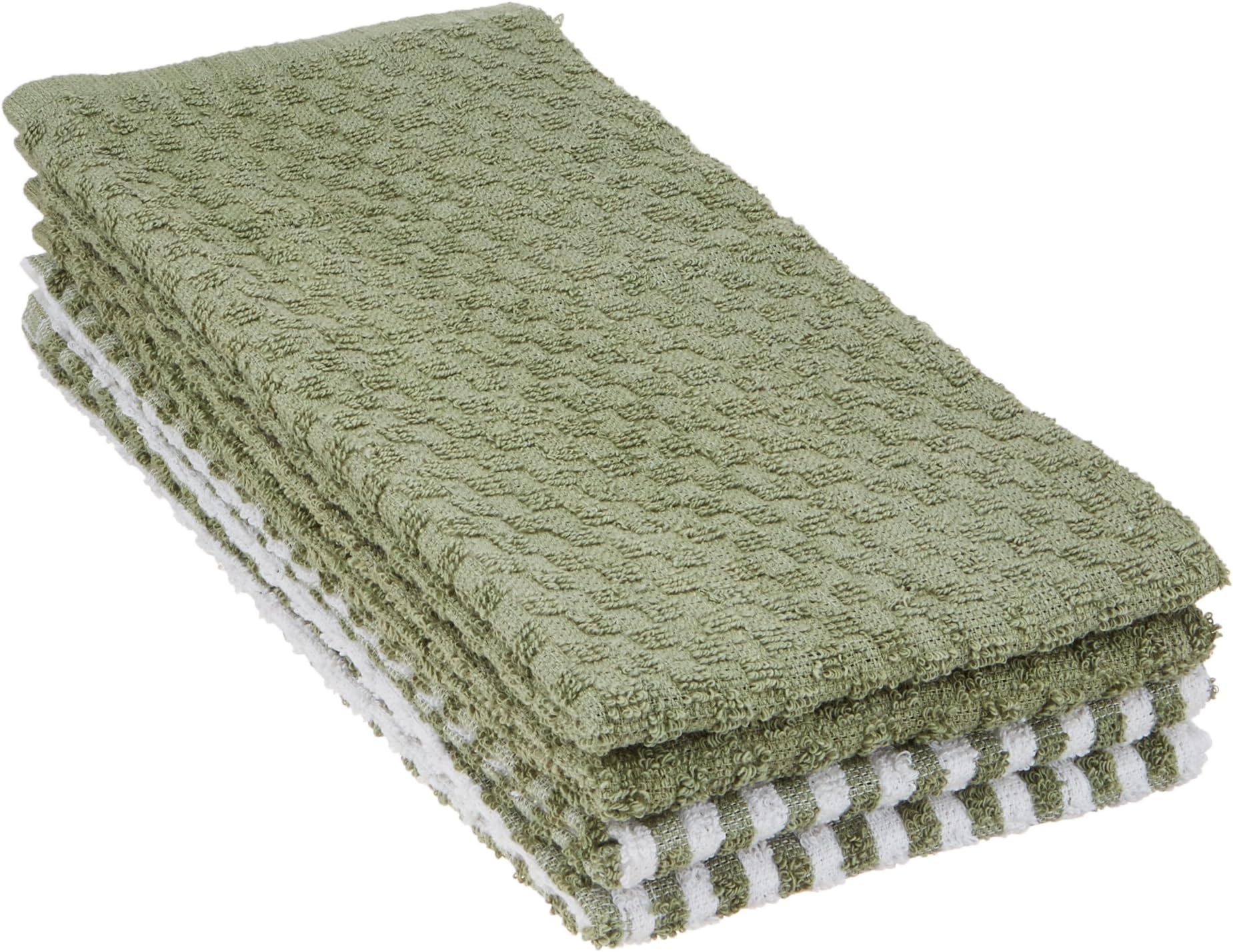 Home Passion 53574 Set of 6 Cotton Terry Tea Towels 45 x 65 cm green